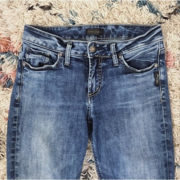 Silver Jeans Elyse Mid Rise Skinny Acid Wash Stretchy Jean Western Basic Denim - Picture 3 of 8